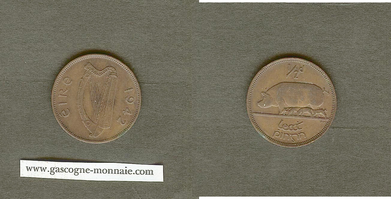 Ireland half penny 1942 EF+